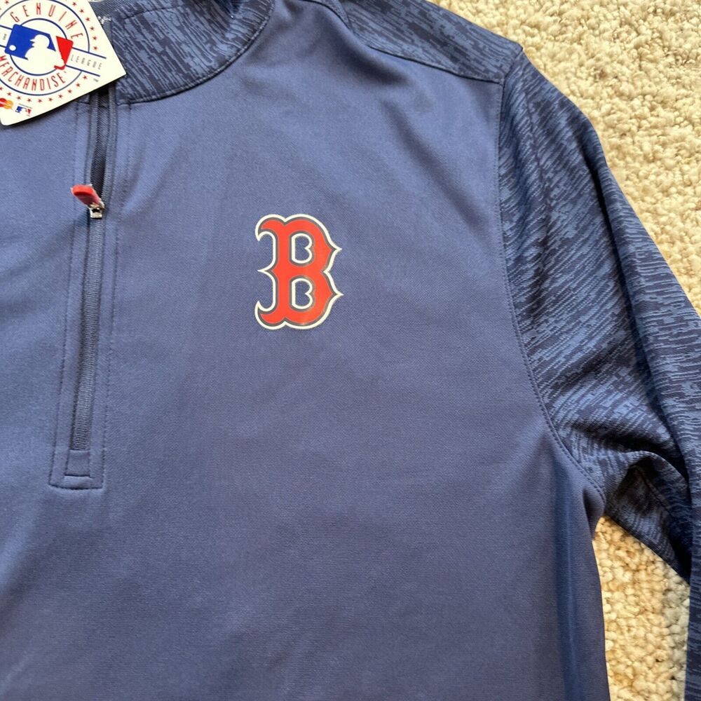 Boston Red Sox Shirt‎ Mens Large Blue Quarter Zip Performance Stretch Baseball - Picture 2 of 6